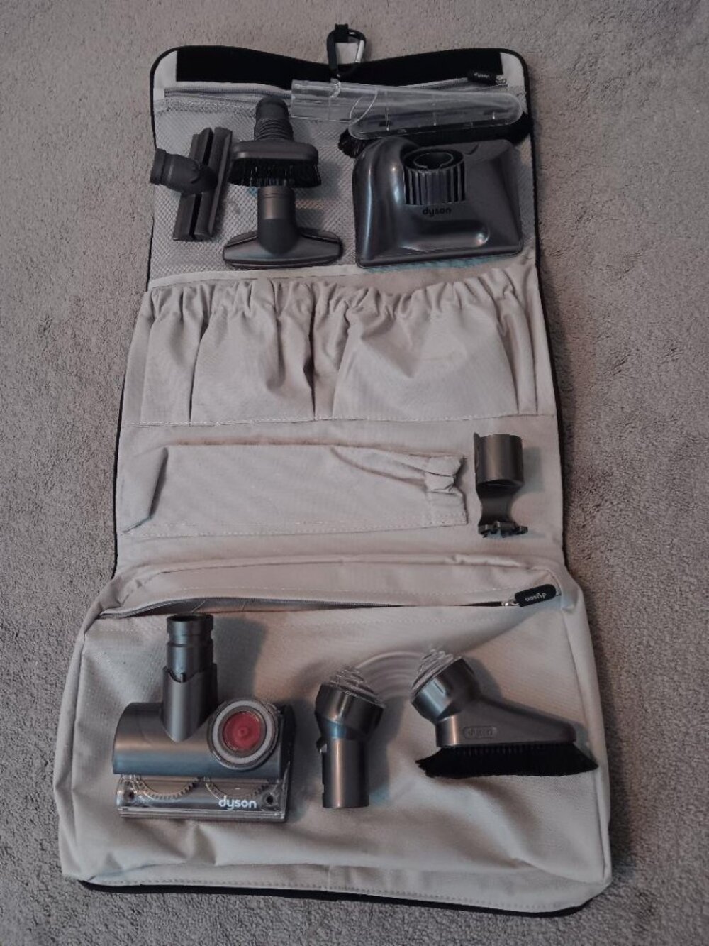 Dyson Vacuum Storage Tool Attachment Accessories Bag 3-fold Hang Caddy w parts